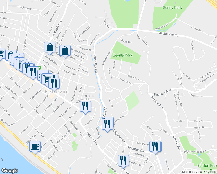 map of restaurants, bars, coffee shops, grocery stores, and more near 4411 Lucerne Avenue in Pittsburgh