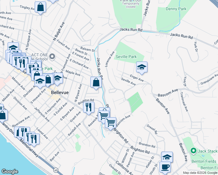 map of restaurants, bars, coffee shops, grocery stores, and more near 25 Sylvia Avenue in Pittsburgh