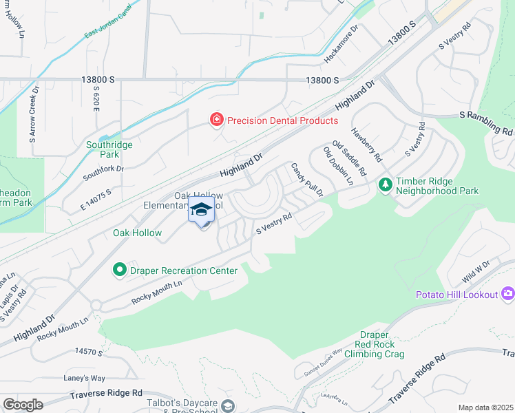 map of restaurants, bars, coffee shops, grocery stores, and more near 958 East Deer Arch Lane in Draper