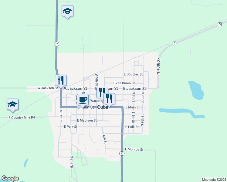 map of restaurants, bars, coffee shops, grocery stores, and more near 601-667 East Fulton Street in Cuba