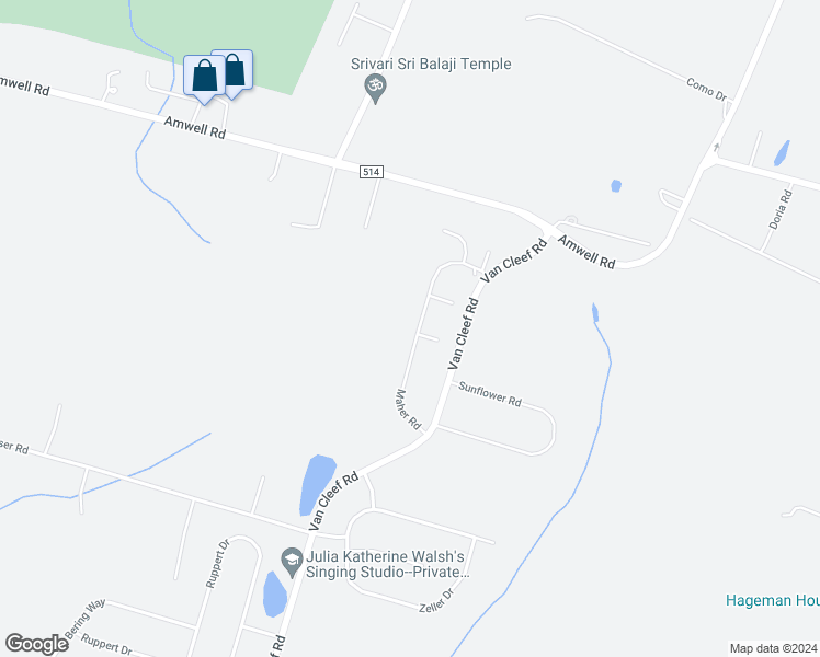 map of restaurants, bars, coffee shops, grocery stores, and more near 14 Maher Road in Franklin Township