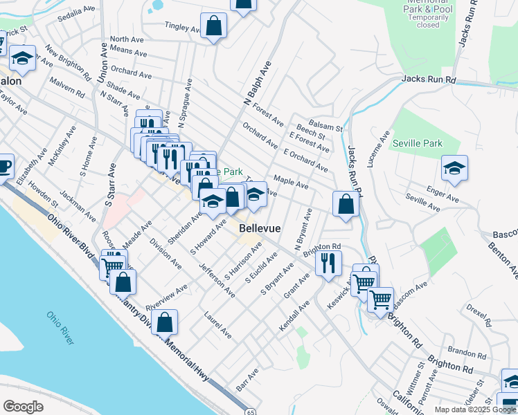map of restaurants, bars, coffee shops, grocery stores, and more near 18 North Fremont Avenue in Pittsburgh