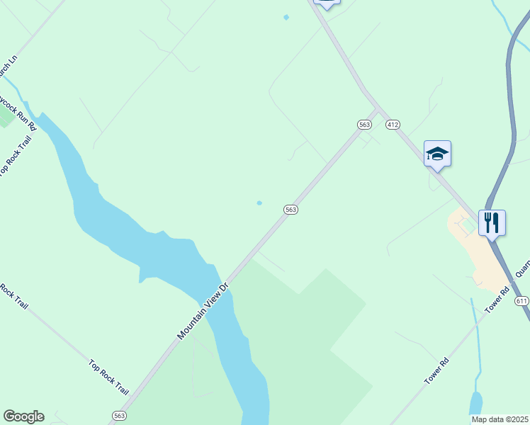 map of restaurants, bars, coffee shops, grocery stores, and more near 2465 Mountain View Drive in Ottsville