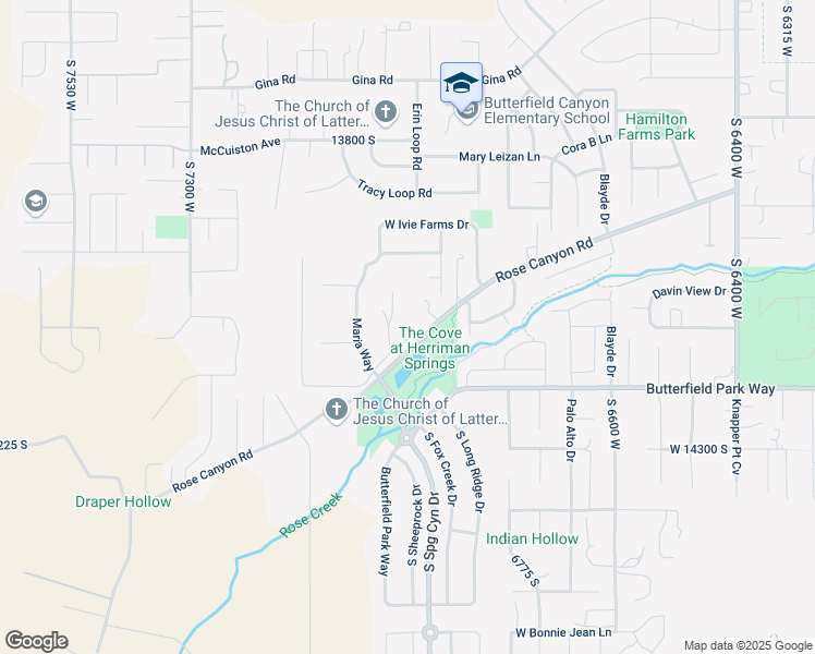 map of restaurants, bars, coffee shops, grocery stores, and more near 6948 Dusty Rose Circle in Herriman