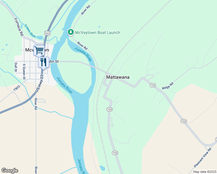 map of restaurants, bars, coffee shops, grocery stores, and more near in Mattawana