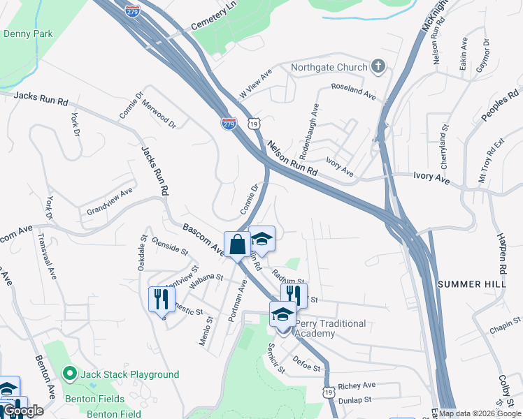 map of restaurants, bars, coffee shops, grocery stores, and more near 4238 Perrysville Avenue in Pittsburgh