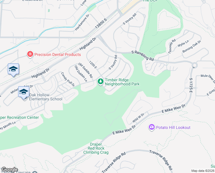 map of restaurants, bars, coffee shops, grocery stores, and more near 14099 South Pine Mesa Drive in Draper