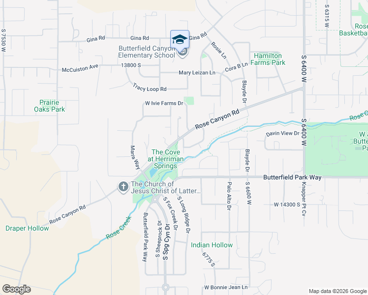 map of restaurants, bars, coffee shops, grocery stores, and more near Sleepy Oaks Lane in Herriman