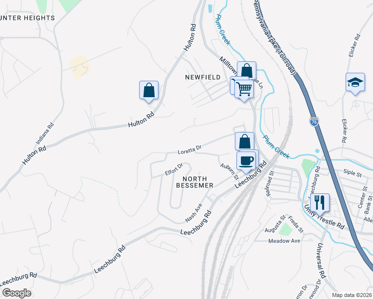 map of restaurants, bars, coffee shops, grocery stores, and more near 1637 Loretta Drive in Pittsburgh