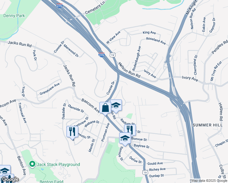 map of restaurants, bars, coffee shops, grocery stores, and more near 66 Perrysville Avenue in Pittsburgh