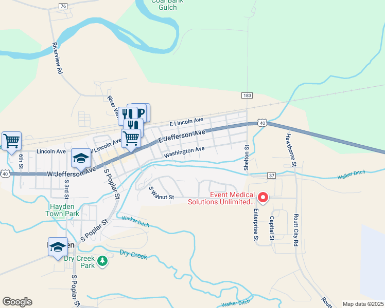 map of restaurants, bars, coffee shops, grocery stores, and more near 430 Washington Avenue in Hayden