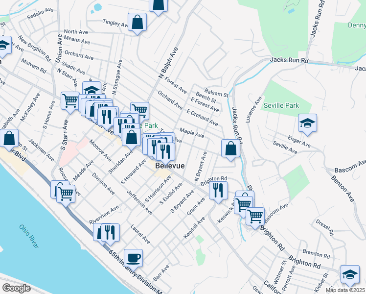 map of restaurants, bars, coffee shops, grocery stores, and more near 70 North Harrison Avenue in Pittsburgh
