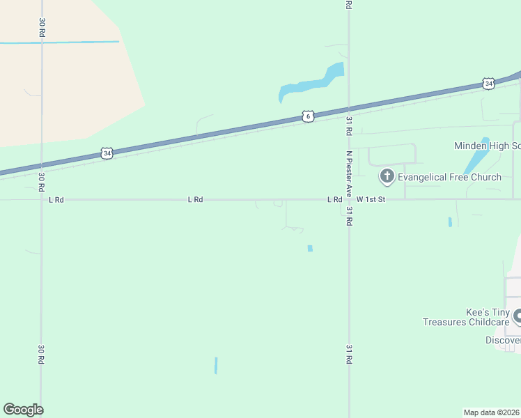 map of restaurants, bars, coffee shops, grocery stores, and more near 1167-1171 L Road in Minden