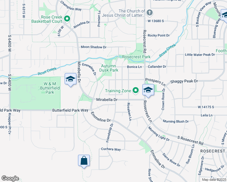 map of restaurants, bars, coffee shops, grocery stores, and more near 14076 Friendship Drive in Herriman