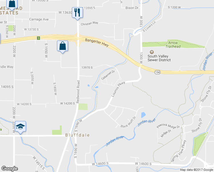 map of restaurants, bars, coffee shops, grocery stores, and more near 1519 Napa Avenue in Riverton