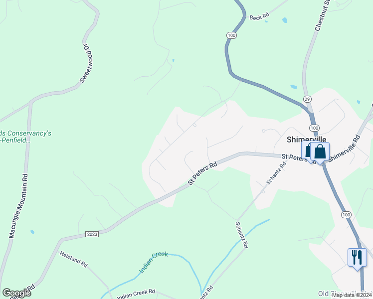 map of restaurants, bars, coffee shops, grocery stores, and more near 5112 Laurie Drive in Emmaus