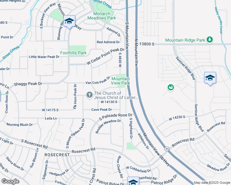 map of restaurants, bars, coffee shops, grocery stores, and more near 4842 Murdoch Peak Circle in Riverton