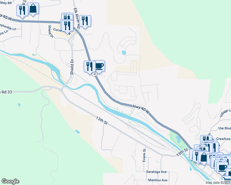 map of restaurants, bars, coffee shops, grocery stores, and more near 1576 Conestoga Way in Steamboat Springs