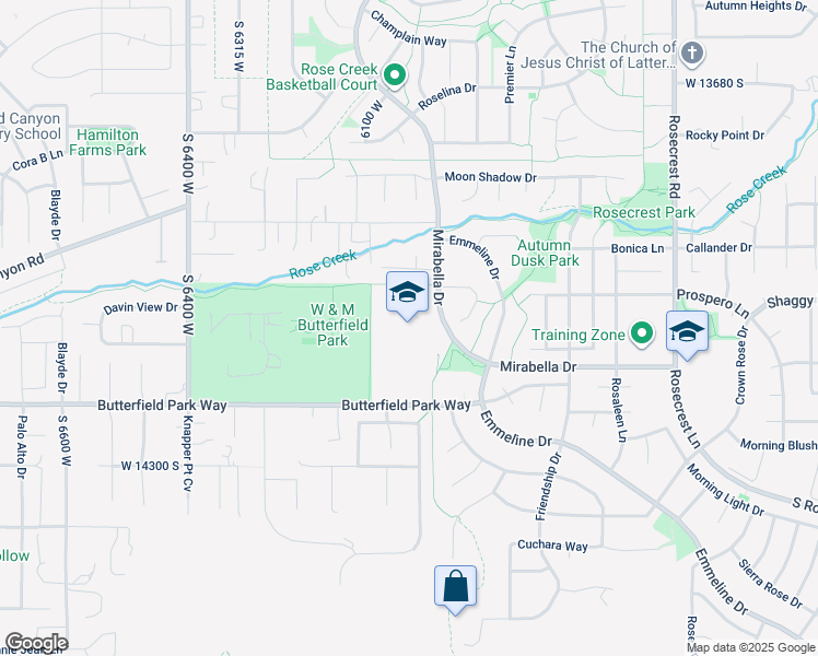 map of restaurants, bars, coffee shops, grocery stores, and more near 14058 Mirabella Drive in Herriman