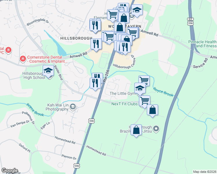 map of restaurants, bars, coffee shops, grocery stores, and more near 702 State Road in Somerset County