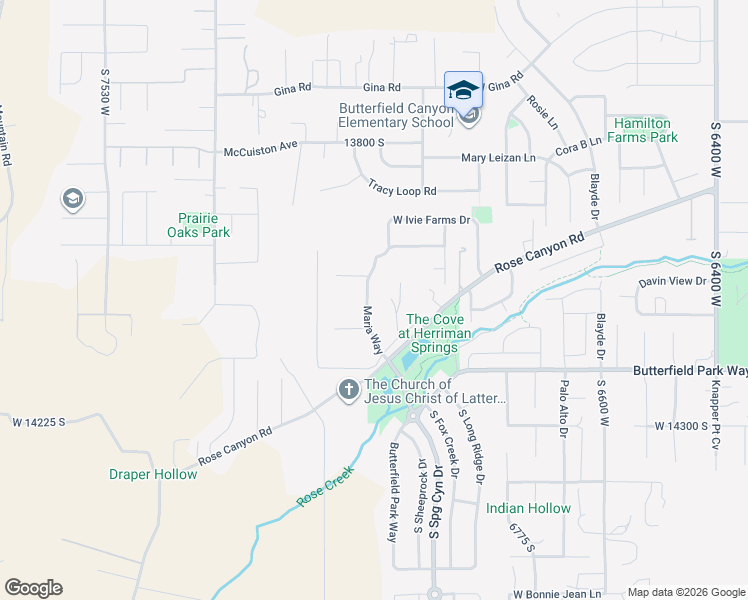 map of restaurants, bars, coffee shops, grocery stores, and more near 6968 Dusty Rose Circle in Herriman