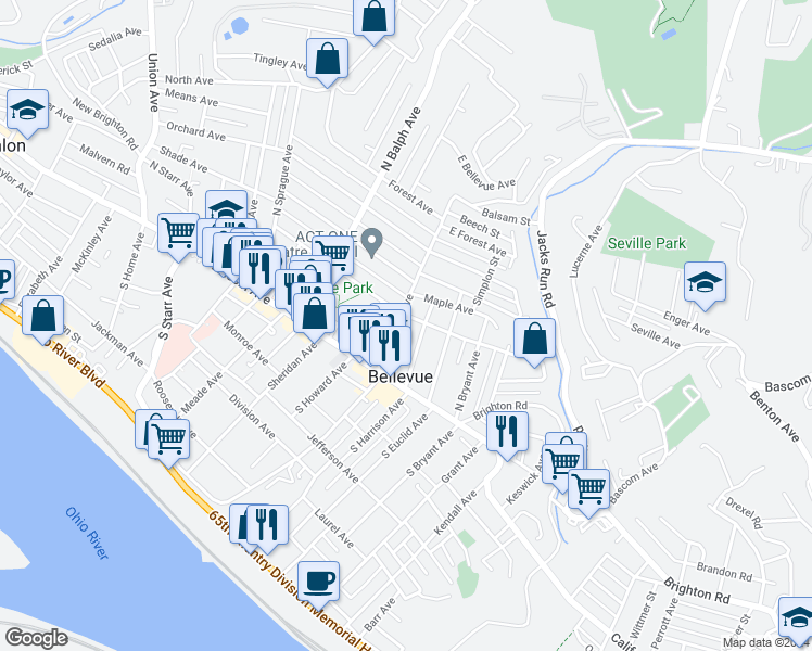 map of restaurants, bars, coffee shops, grocery stores, and more near 53 North Fremont Avenue in Pittsburgh