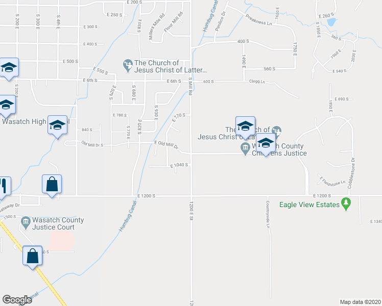map of restaurants, bars, coffee shops, grocery stores, and more near 975 South Mill Road in Heber City