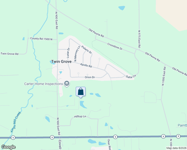 map of restaurants, bars, coffee shops, grocery stores, and more near 9386 Lunar Drive South in Bloomington