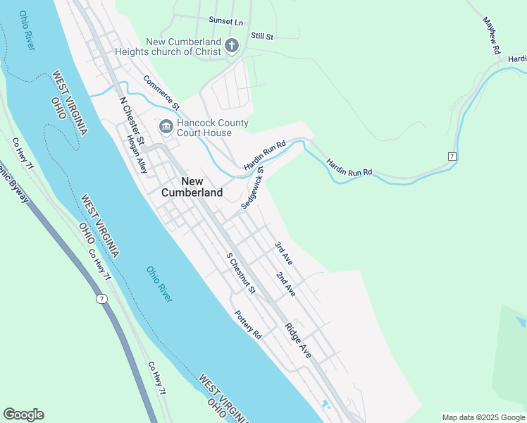 map of restaurants, bars, coffee shops, grocery stores, and more near 720 3rd Avenue in New Cumberland