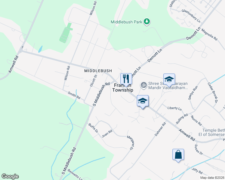 map of restaurants, bars, coffee shops, grocery stores, and more near 4 Den Herder Drive in Franklin Township