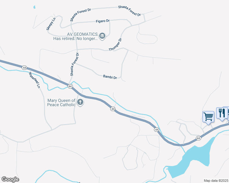 map of restaurants, bars, coffee shops, grocery stores, and more near 7150 Kaysie Rae Ct in Shingletown