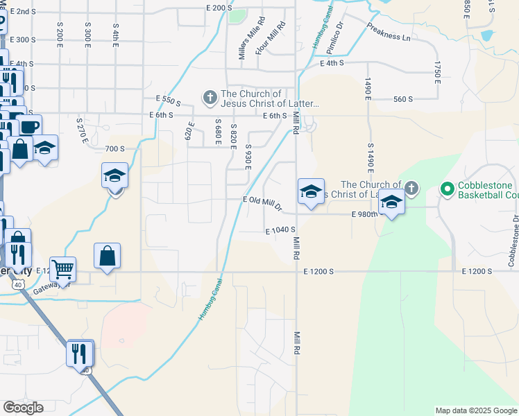 map of restaurants, bars, coffee shops, grocery stores, and more near 980 South 1050 East in Heber City