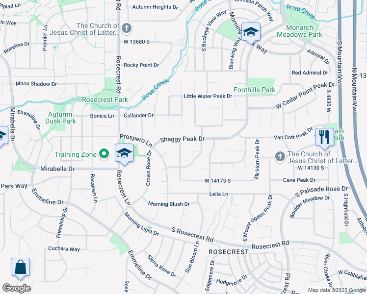 map of restaurants, bars, coffee shops, grocery stores, and more near 5348 West 14080 South in Riverton