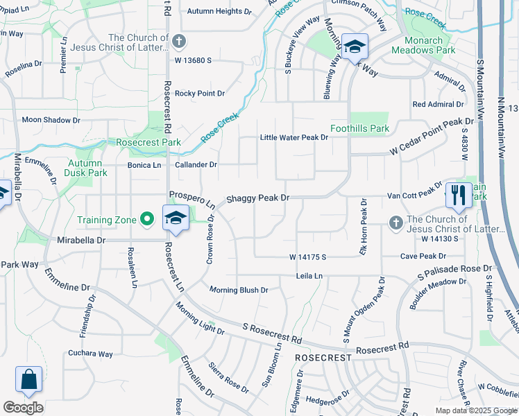 map of restaurants, bars, coffee shops, grocery stores, and more near 5348 West 14080 South in Riverton