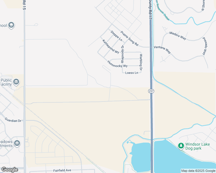 map of restaurants, bars, coffee shops, grocery stores, and more near 34117 Colorado 257 in Windsor