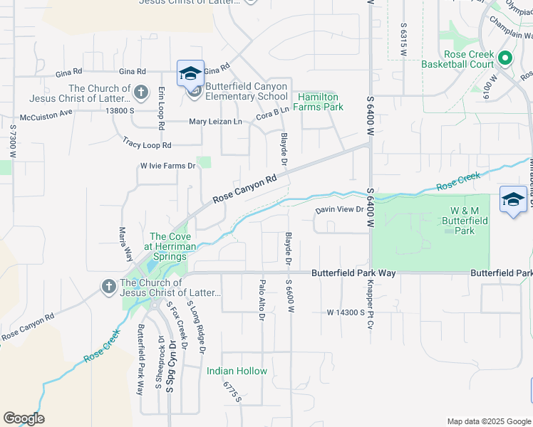 map of restaurants, bars, coffee shops, grocery stores, and more near 6656 West Desert Wash Way in Herriman