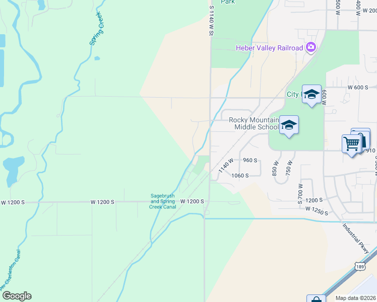 map of restaurants, bars, coffee shops, grocery stores, and more near 954 Southfield Road in Heber City