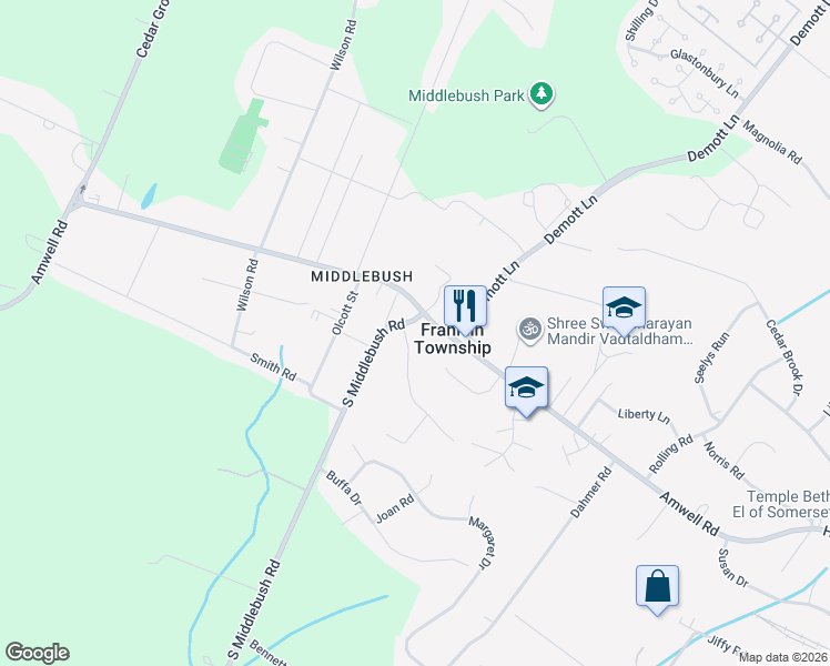 map of restaurants, bars, coffee shops, grocery stores, and more near 4 Den Herder Drive in Franklin Township