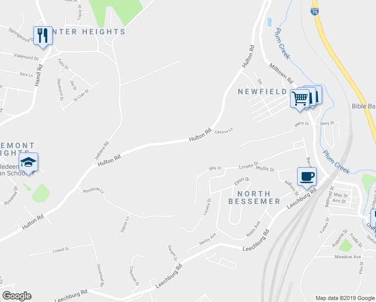 map of restaurants, bars, coffee shops, grocery stores, and more near 952 Hulton Road in Verona