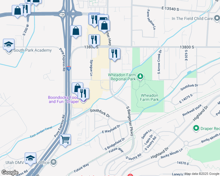 map of restaurants, bars, coffee shops, grocery stores, and more near 172 14075 South in Draper