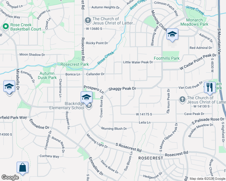 map of restaurants, bars, coffee shops, grocery stores, and more near 5419 Fire Bud Circle in Herriman