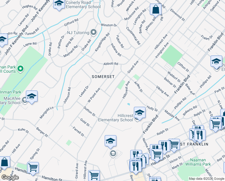 map of restaurants, bars, coffee shops, grocery stores, and more near 275 Girard Avenue in Franklin Township