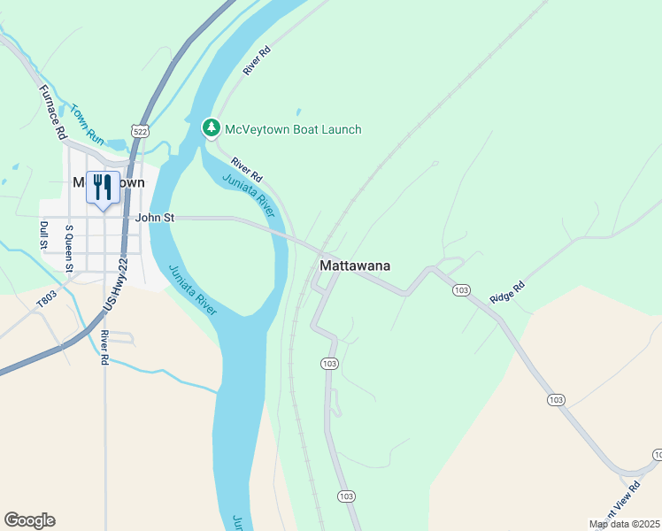 map of restaurants, bars, coffee shops, grocery stores, and more near 8 Hertzler Street in McVeytown