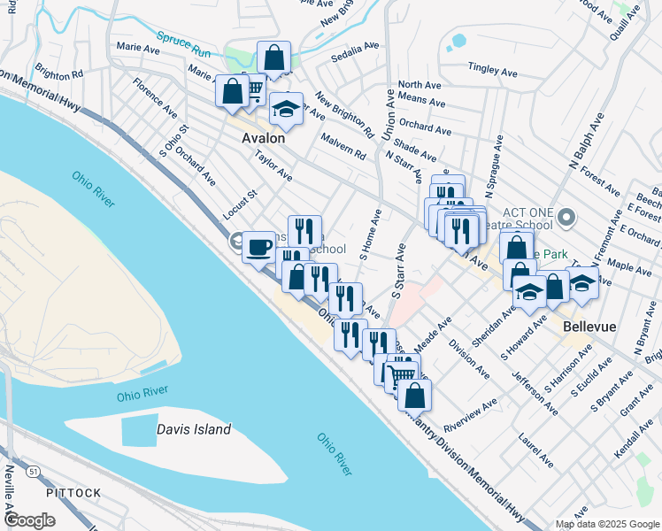 map of restaurants, bars, coffee shops, grocery stores, and more near 956 Jackman Avenue in Pittsburgh