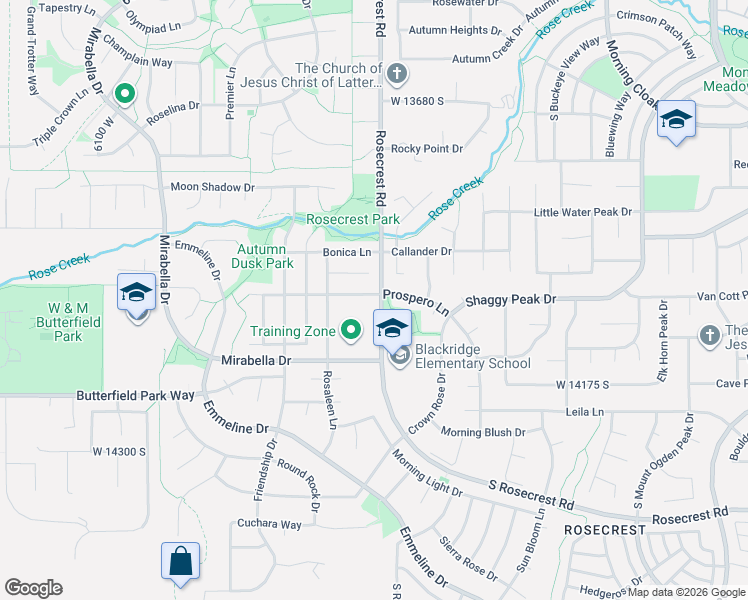 map of restaurants, bars, coffee shops, grocery stores, and more near 5613 Prospero Lane in Herriman