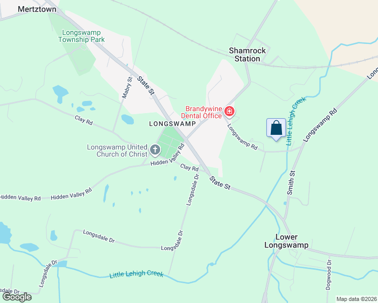 map of restaurants, bars, coffee shops, grocery stores, and more near 1402 State Street in Mertztown