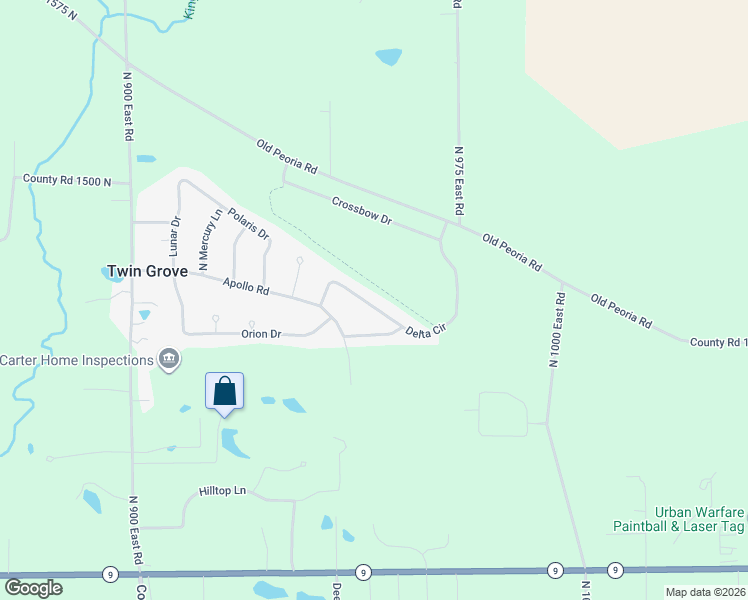 map of restaurants, bars, coffee shops, grocery stores, and more near 9560 Delta Circle in Bloomington