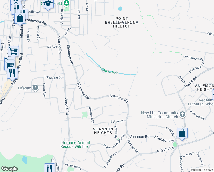 map of restaurants, bars, coffee shops, grocery stores, and more near 201 Edgecrest Dr in Verona