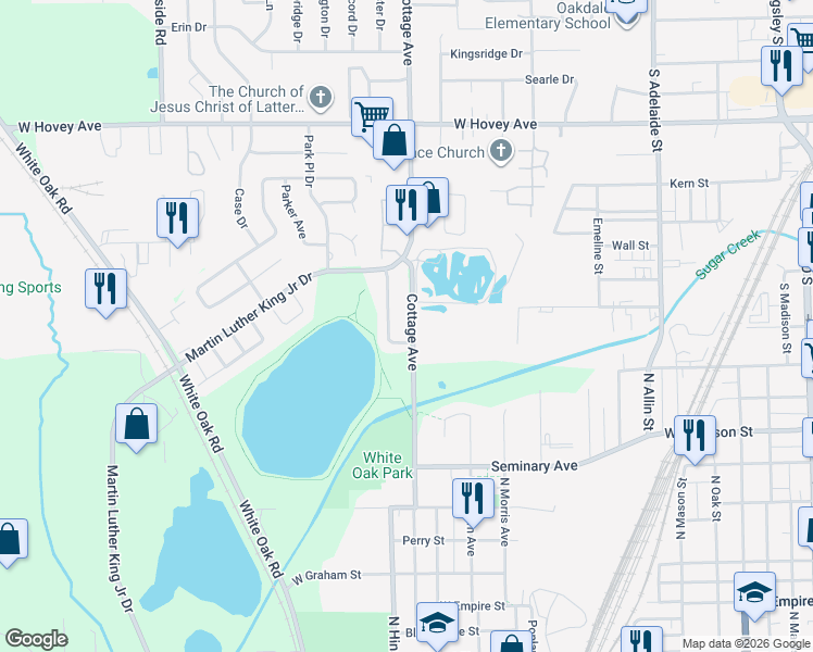map of restaurants, bars, coffee shops, grocery stores, and more near 37 Parkshores Drive in Bloomington