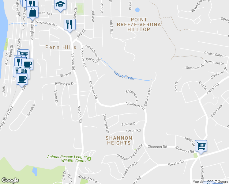 map of restaurants, bars, coffee shops, grocery stores, and more near 201 Edgecrest Drive in Verona